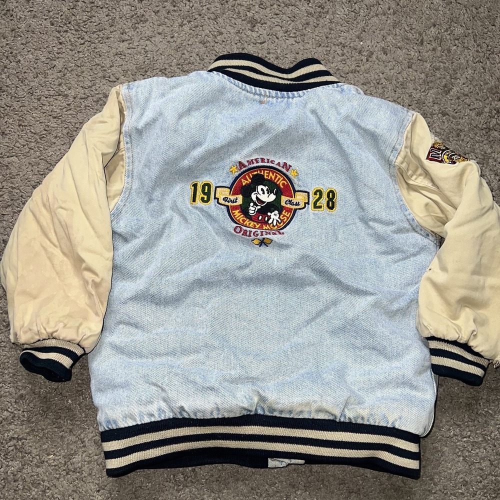 The Disney Store 1928 Mickey Mouse League Denim State Finals Kids Boys XS Jacket